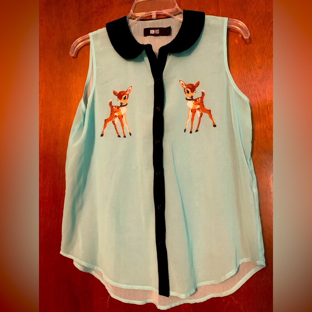 Iron Fist sheer sleeveless deer too-NWOT-Size Small